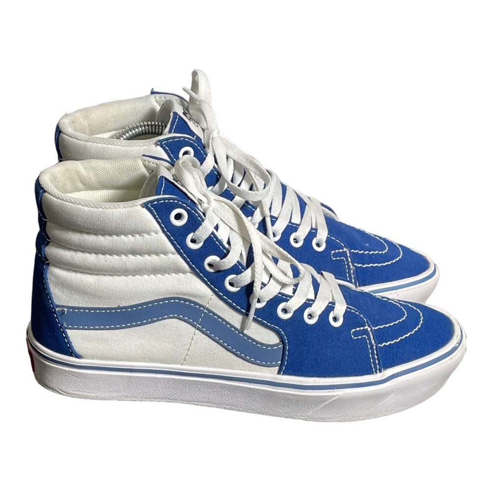 Vans High Top Sneaker Blue White Men’s Size 8 Womens Size 9.5 SB5 - Picture 2 of 11